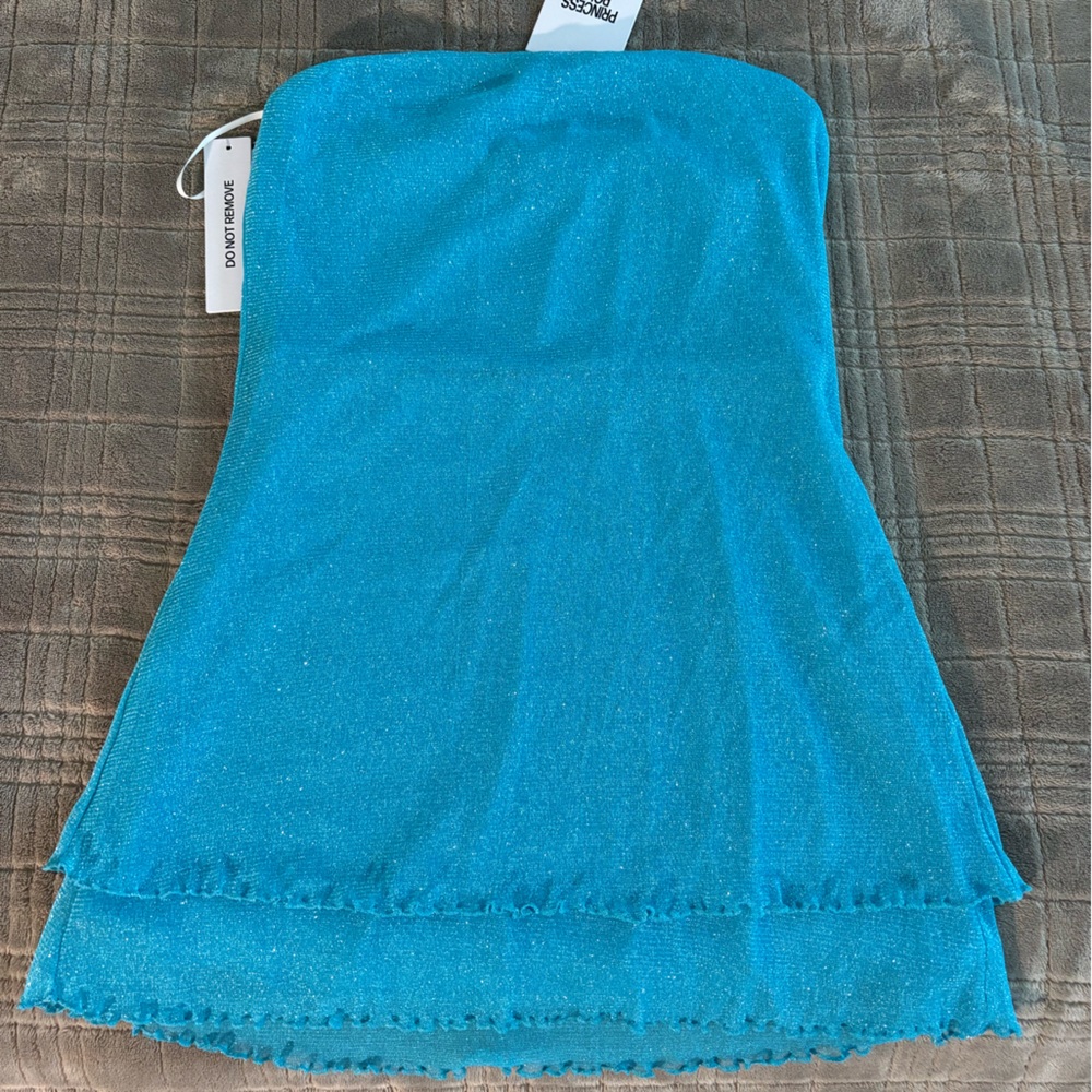 Brand New Princess Polly Teal Sparkle Mini Dress